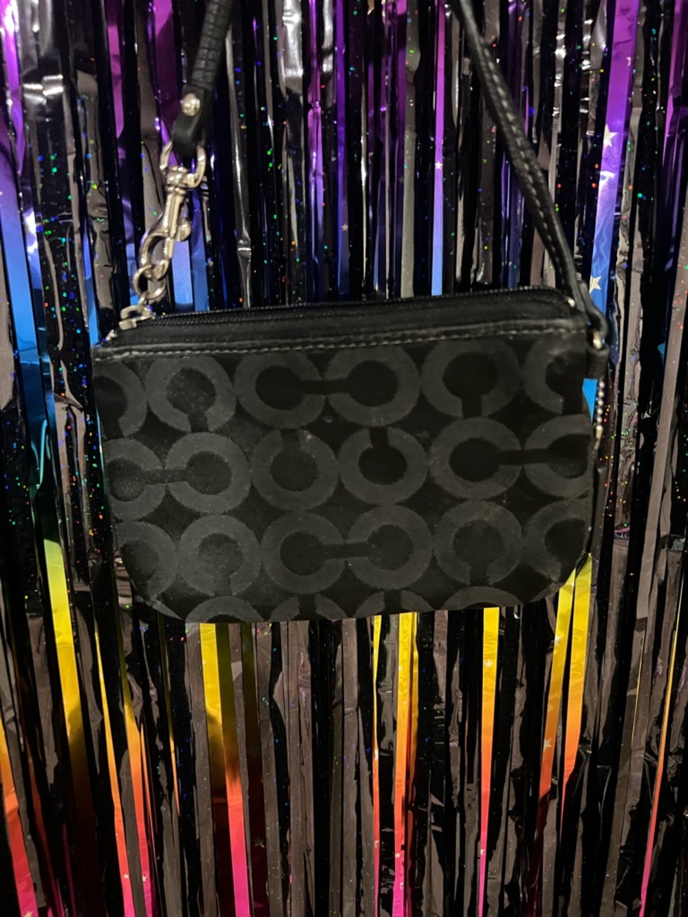 Coach Black Signature wristlet with Silver Hardware - Picture 2 of 2